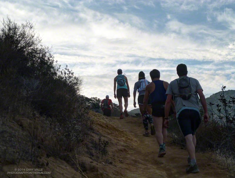 The climb from Corriganville Park to Rocky Peak fire road gains about 850' over a distance of a mile. If you push the pace too much here, you'll pay for it over the next 29 miles.