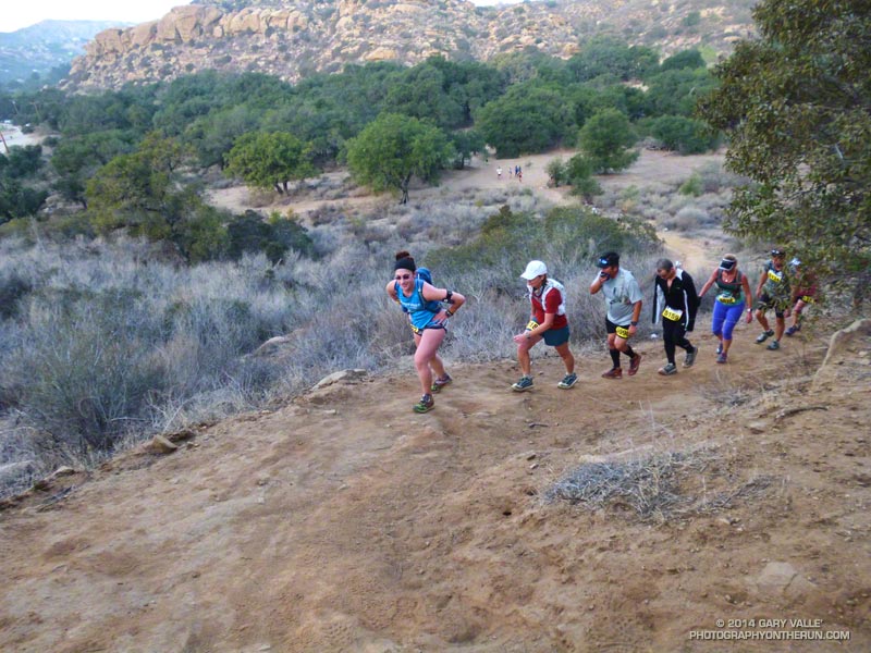 Runners begin the steep climb from Corriganville Park to Rocky Peak fire road.