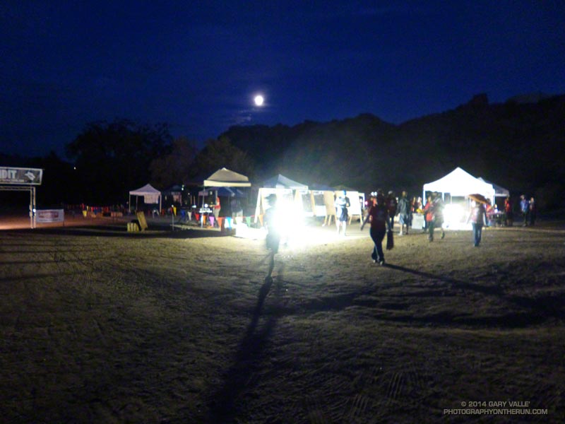 Moon setting over the Bandit Trail Runs base camp.