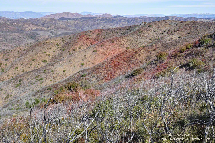 Fire retardant dropped in the area of the Old Boney and Serrano Valley Trails.