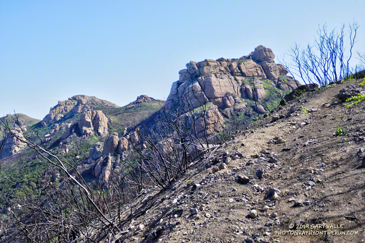 Rock formations near the top of the Chamberlain segment of the Backbone Trail.
