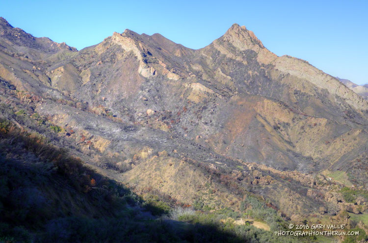 Malibu Creek State Park was one of the most severely burned areas in the Woolsey Fire. This is Brents Mountain.