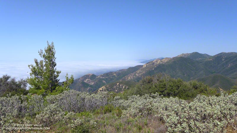 View west-southwest from Montecito Peak to the Santa Barbara coastline.