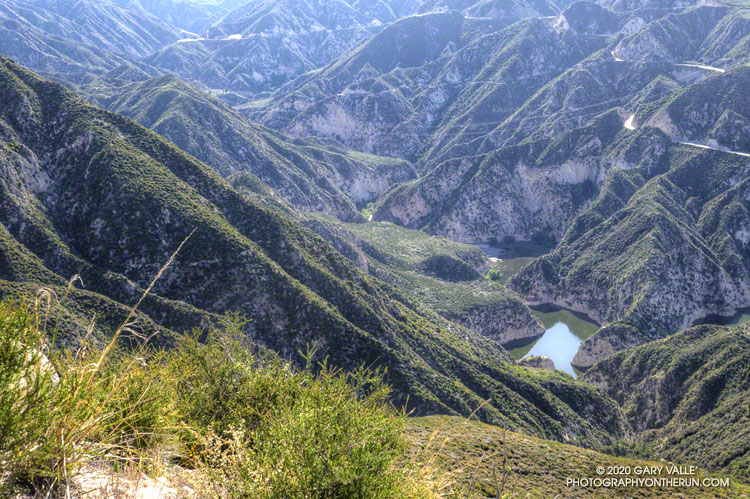 Big Tujunga Reservoir from about mile 4 (Vogel Flat start) of the Condor Peak Trail.