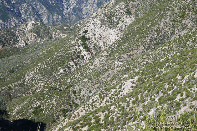 View across Fusier Canyon to a lower section of the Condor Peak Trail.