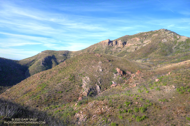 The Backbone Trail, near Triunfo Lookout. This is the area that can be seen from near the Encinal Canyon Trailhead.