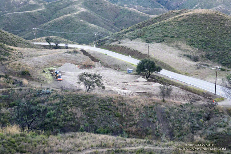 Trailhead improvements underway at the Encinal Canyon Canyon Trailhead on the Backbone Trail. January 4, 2020.