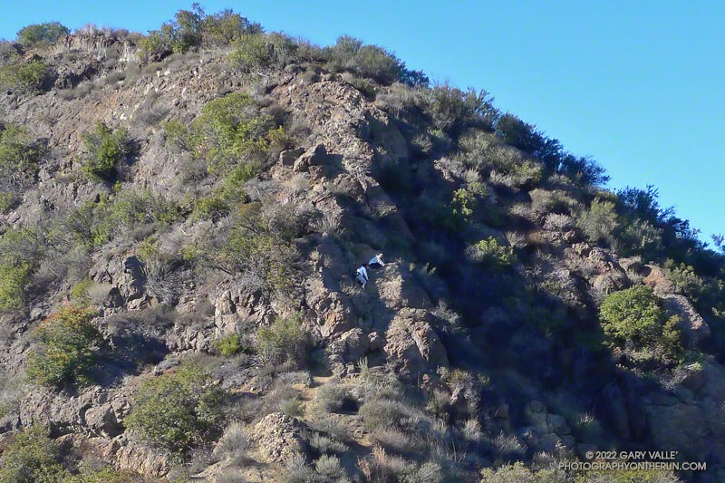 Hikers descending the same section. (Photo taken prior to the Woolsey Fire.)