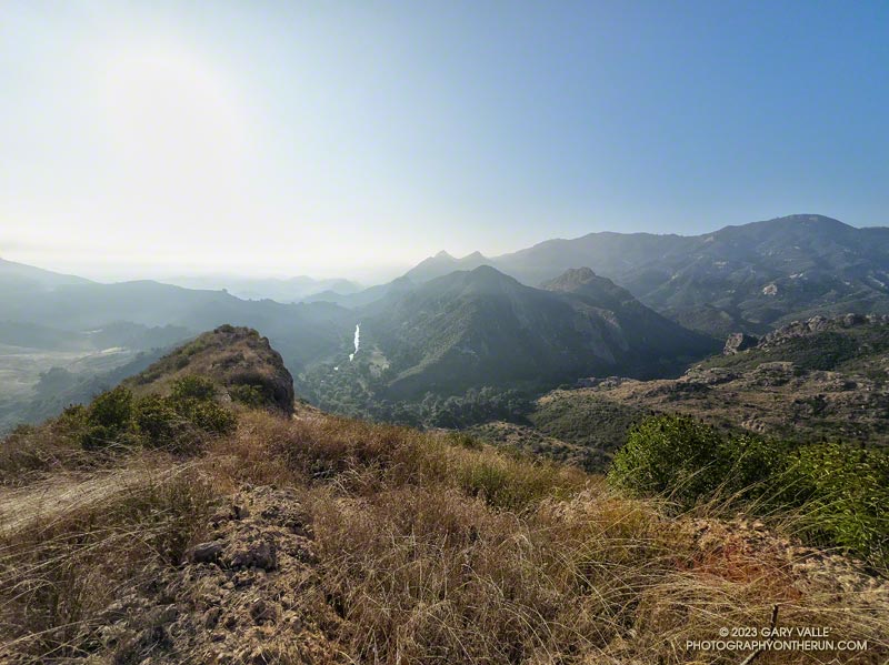 View east from the top of "Lake Vista Butte" toward Century Lake and Goat Buttes in Malibu Creek State Park.
