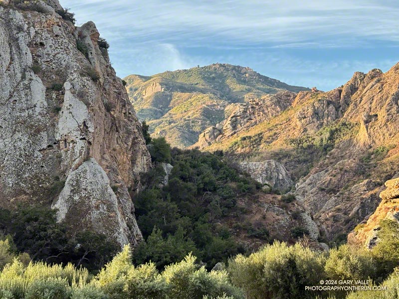 Rugged terrain above Century Lake in Malibu Creek State Park.