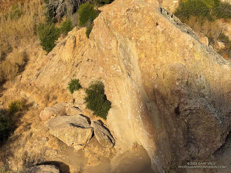 Closer look at Planet of the Apes Wall in Malibu Creek State Park.