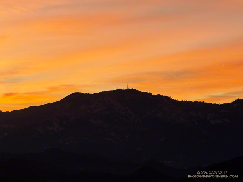 Saddle Peak, just before sunrise. From the Cistern Trail in Malibu Creek State Park. October 26, 2024.