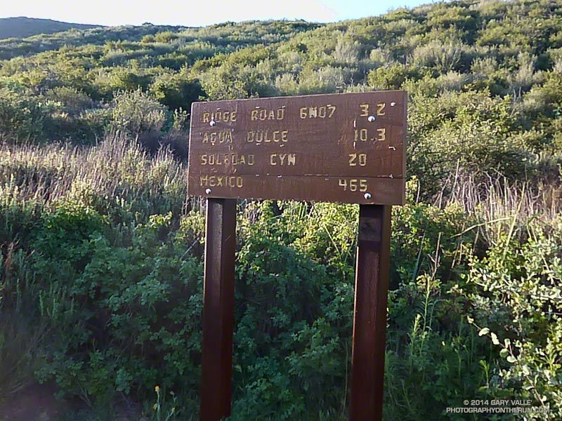 PCT trailhead (southbound) at Bouquet Canyon. It's a little over 3 miles to the top of the climb on Sierra Pelona Ridge.