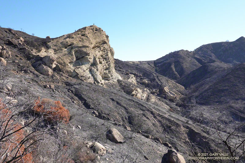 Eagle Rock from Eagle Rock Fire Road, following the Palisades Fire. June 13, 2021.