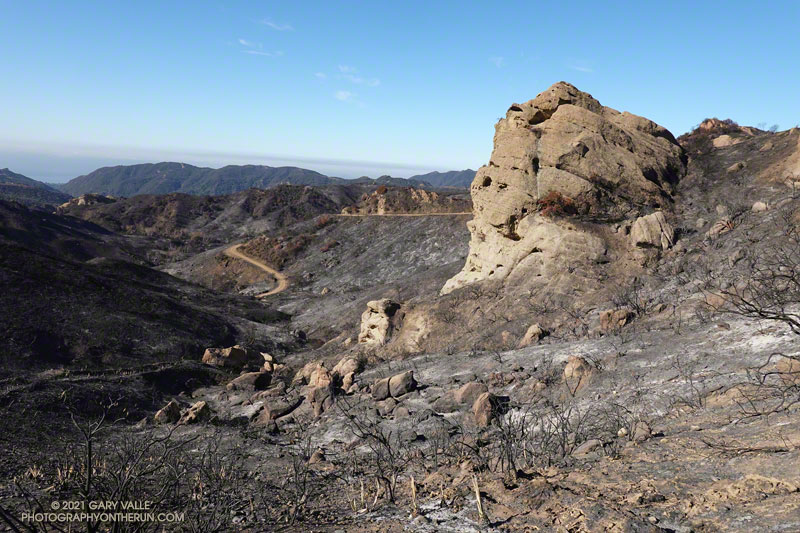 Eagle Rock from Eagle Rock Fire Road near the top of the Garapito Trail. June 13, 2021.