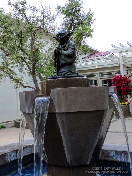 Yoda Fountain at the Letterman Digital Arts Center, the headquarters of Industrial Light and Magic and LucasArts, in the Presidio, San Francisco. (Photo is from a previous run.)