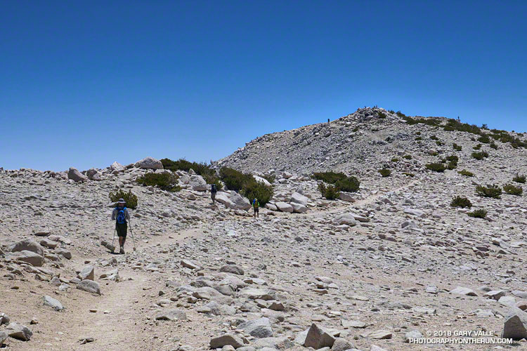 The final push to the summit of San Gorgonio Mountain. The summit elevation is about 11,500 ft.