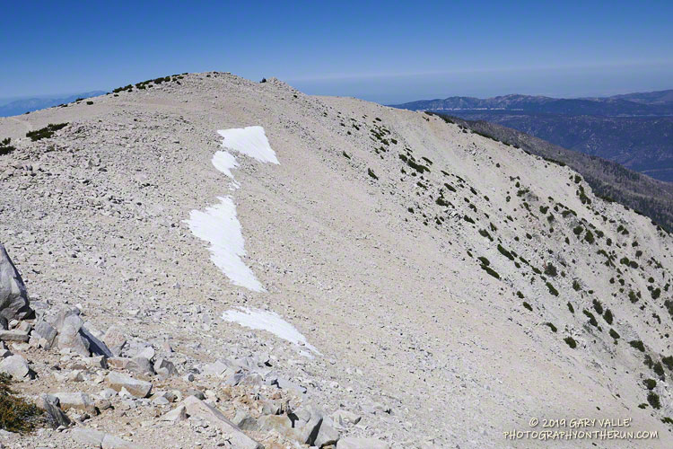 And this is what remained of the snow band  near the summit of San Gorgonio Mountain on September 7, 2019.