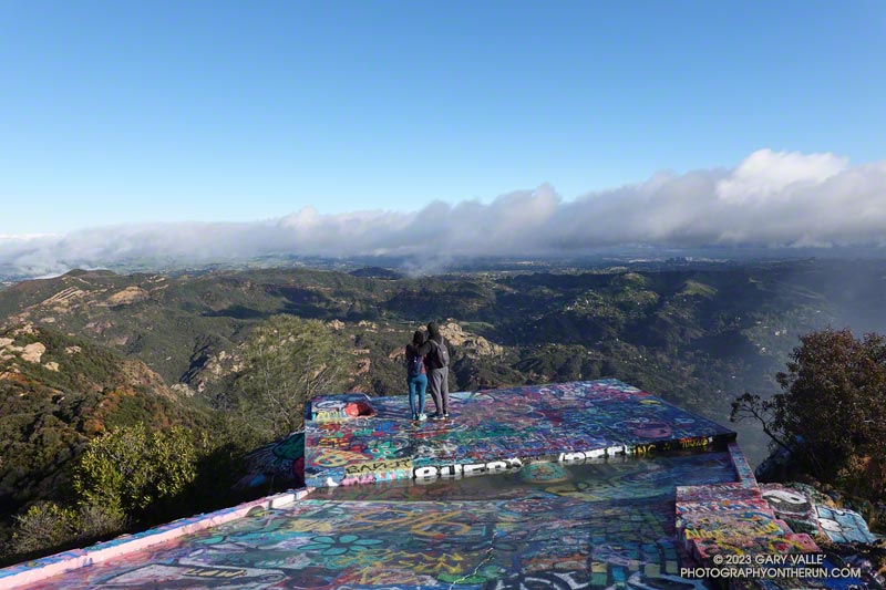 A couple enjoying the view from Topanga Lookout.