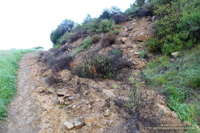 Mud, rocks and debris near the start of Calabasas Peak Mtwy fire road. February 26, 2023.