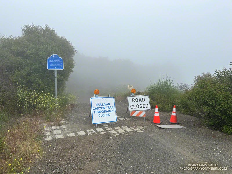 The Sullivan Canyon Trail is temporarily closed while being repaired from storm damage. When open, it is another option for doing a loop from the Top of Reseda. May 12, 2024.