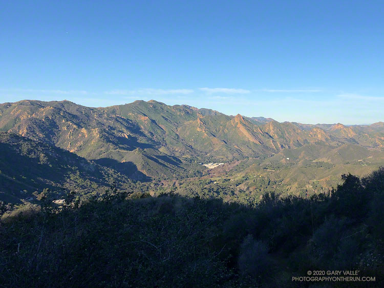 Looking back at Malibu Canyon, Brents Mountain and Malibu Creek State Park from about mile 3.4 of the run.