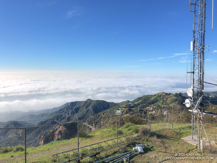 Marine layer from the western summit of Saddle Peak. About mile 7 of the run.