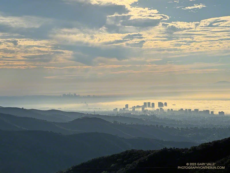 West Los Angeles (right) and Downtown Los Angeles from Temescal Lookout in Topanga State Park.