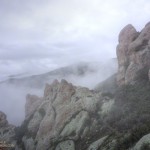 Crags and fog on Boney Mountain's Western Ridge