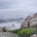 Encroaching clouds on Boney Mountain's Western Ridge